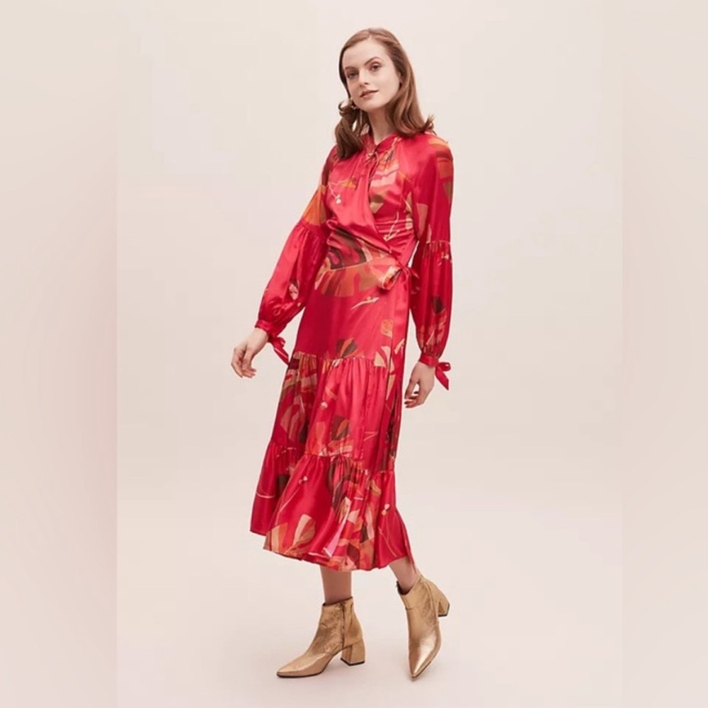 Munthe Raspberry Floral Wrap Dress‎ / SZ 36 or US 6